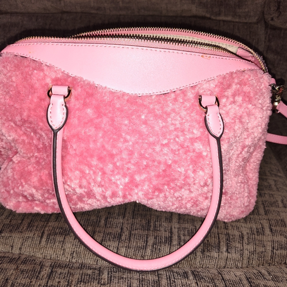Kate Spade NWOT Fuzzy satchel with shoulder strap - Picture 3 of 4